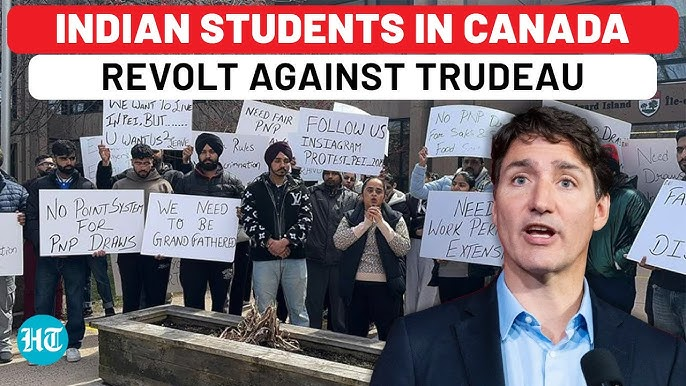 Indian students protest Canadian immigration policy 2024