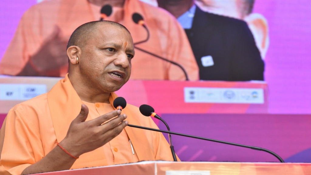 Uttar Pradesh Chief Minister Yogi Adityanath addressing a press conference on the Ayodhya gang rape case.